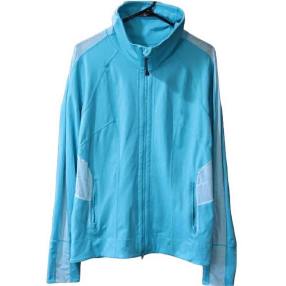 Zella Aqua Blue Athletic Full Zip Track Jacket XL